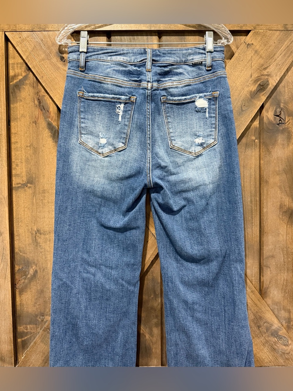 Risen Distressed High Waist Wide Leg Jeans - Picture 3 of 12
